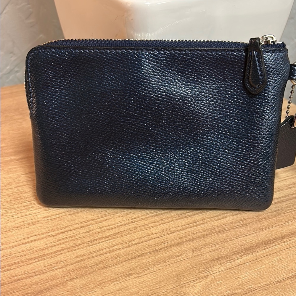 Coach Navy Blue Textured Wristlet - Picture 2 of 7